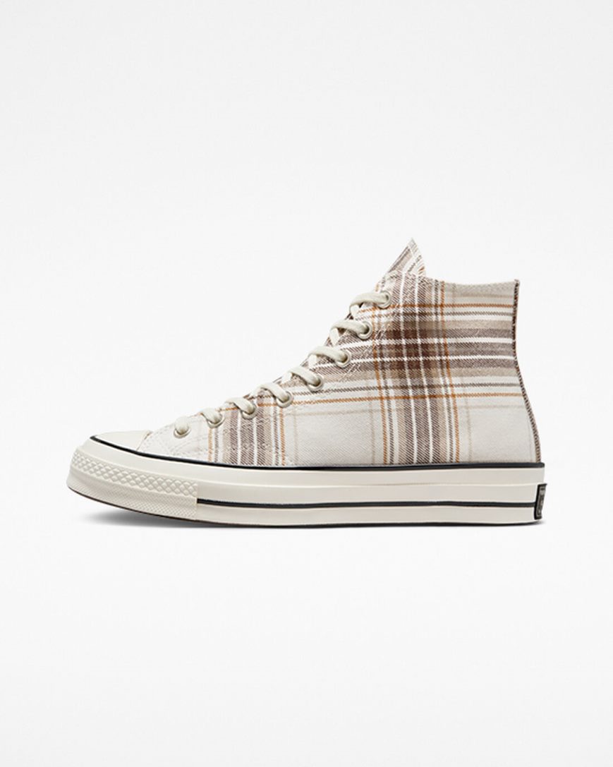 Men's Converse Chuck 70 Tartan High Top Shoes Beige / Black | AU 9563CH